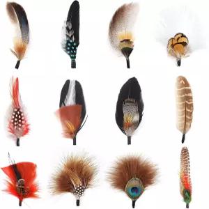 필펀 깃털 모자 - DIY 페도라 카우보이 크리스마스 파티 옥토버페스트 트릴비 모자를 위한 12PCS 컬러풀