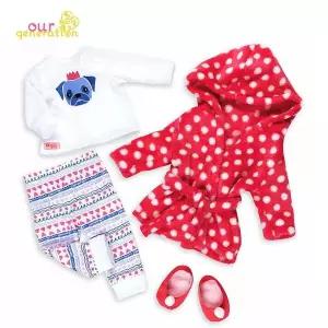 [에이치플러스몰]잠옷 가운세트 오지돌스 레드도트