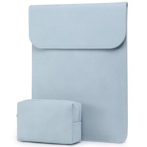 [미국배송] HYZUO 15인치 맥북호환 에어 15 M4 A3241 M2 20262023 표면 노트북 7/6/5/4/3 프로 20192016 휴대용 파우치 포함 인조 스웨이드 가죽 케이스 커버 옅은 파란색