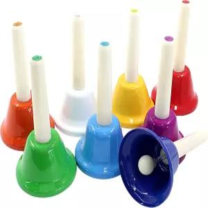 머텐즈 8Pc 디아토닉 컬러풀 메탈 핸드벨 세트 홀리데이 생일 선물 음악 교육용 8노트 뮤지컬 벨(13.5cm x