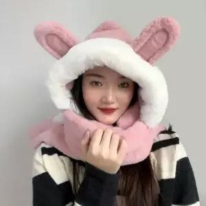 [골드스마일]따순토끼 일체형 윈터 머플러 후드 따뜻 후드목도리