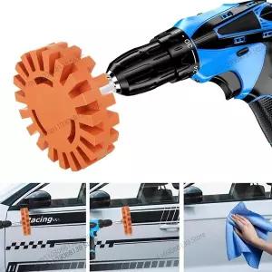 호환  자동차 지우개 휠 접착제 제거기 고무 휠 매끄러운 파워 드릴 어댑터 페인트 수리 고무 비닐 데칼 제