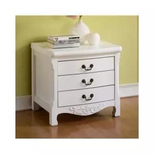 루미나D 화이트 나르본 원목 엔틱 3단협탁 침대쪽장전화받침대