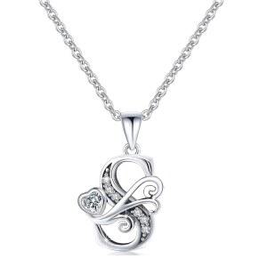 SHBOAZED S925 여성용 스털링 실버 이니셜 레터 목걸이 여성 맞춤형 주얼리 선물용 체인