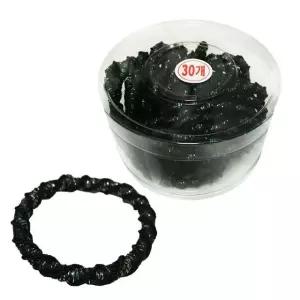 꽈배기 반짝검정고무줄 30P 코사지통 머리끈 헤어밴드