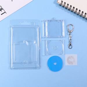 1세트 미니 소형 NFC 기능 CD 디스크 케이스 키 체인 DIY 배낭 펜던트주변 기념 앨범 홀더