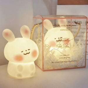 큰얼굴 토끼 야간 조명 귀여운 실리콘 만화 소프트 램프 터치  수면 방 장식 선물