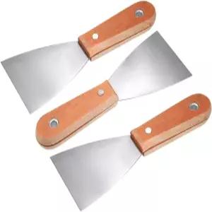 uxcell 퍼티 스크레이퍼 3인치 Cr-V 스틸 뻣뻣한 나이프와 나무 손잡이가 있는 페인트 벽 바닥 타일 3개