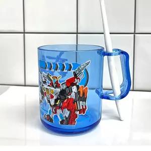 마리빙 욕실컵 손잡이컵 헬로카봇 캐릭터 1P 투명 어린이집양치컵 유치원 칫솔홀더물컵 320ml