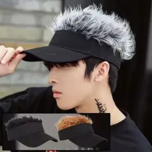 야외 638CIR98 외출 여행 특이한 발 염색 가발 썬캡 자