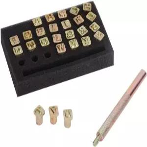 가죽 스탬핑 도구 6mm 대문자 알파벳 스탬프 세트 DIY 공예용 금속 글자 벨트용 인체공학적 손잡이가 있는