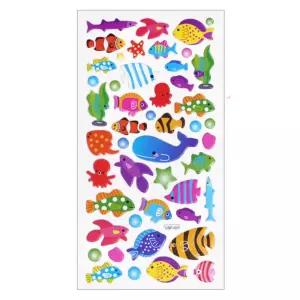 바다생물 물고기 고래 일러스트 학습 스티커x3개 유아스티커놀이