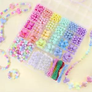 파스텔 하트 진주 비즈 유치원 목걸이 만들기 재료 7세 가정보육필템