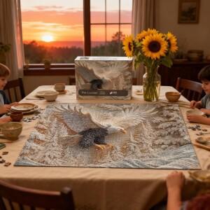 1000피스 조각된 독수리 직소 퍼즐 웅장한 대머리 게임 날아다니는 야외 동물 아트 (성인용)