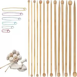 DIHUHAY 7쌍 대나무 뜨개질 바늘 세트 - 초보자와 전문가가 스웨터 스카프 숄 담요 모자를 뜨개질하기에