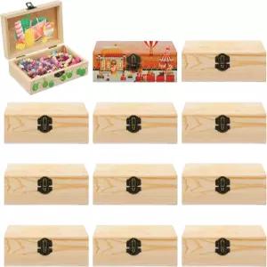 힌지 뚜껑이 있는 Hoemwarm 미완성 작은 나무 보석 보관함 - 12팩 6 x 3.8 2인치 용 DIY 공예품 선물 홈