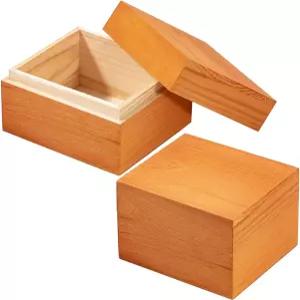 뚜껑이 있는 우세쿠 빈티지 작은 나무 상자 3.74인치 x 3.35인치 2.36인치 유품 2개 공예 미술 취미 및
