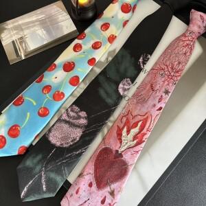 꽃프린트 패션 여성 넥성인용 8cm 폭 폴리에스터 슬림 셔츠 정장 파티 액세서리 레트로 복고풍 엔틱 아트개