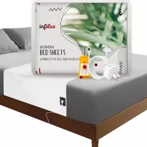 침대용 접지 매트 88 빗면 +12 순은 섬유 모든 매트리스 크기의 시트 플러그 소켓 테스터 접지선(흰색