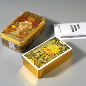 골든 아르누보 타로 데크 럭셔리 에디션 78개의 금색 엣지 카드(틴 박스 포함) 신비로운 적합