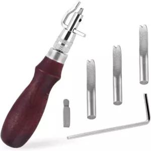 JSEIAJB 레드 가죽 그루버 도구 7 in 1 프로 조절 가능한 스티칭 및 크리즈 에지 베벨러 공예 키트
