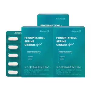 (정품) 네추럴라이즈 포스파티딜세린 징코 맥스 은행잎추출물 비타민B 아연 PS 60캡슐, 3개