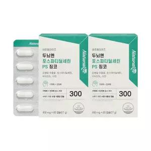 (정품) 네추럴라이즈 두뇌엔 포스파티딜세린 PS 징코 은행잎추출물 징코빌로바 60캡슐, 2개