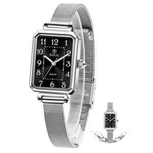 [미국배송] 여성용 탁소 시계 큰 손목 방수 아날로그 쿼츠 시계 데이트 스퀘어 메시 밴드 포함