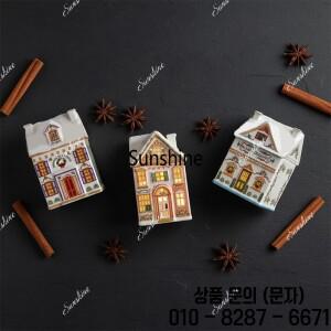 홀리데이 빌리지 스파이스 하우스 세트 미니 크리스마스 진저브레드 항아리 축제 장식 주방 조리대 양초