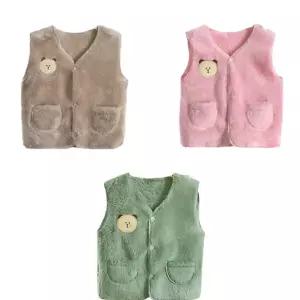 키즈조끼 유아 아동 아기 털 단색베어 심플 퍼 수면조끼