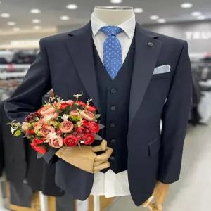 [트루젠]남자 기본 남색 네이비 정장 조끼 양복 세트 3피스 정장 / 정장 베스