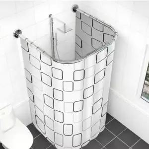 욕실 샤워커튼봉 ㄷ자 코너 곡선봉 110cm 실버