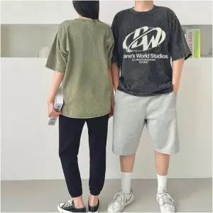 여름 워싱 티셔츠 물빠진 반팔티 남녀공용 커플 면티 패션 데일리룩 3컬러