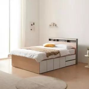 가구산책 LED+USB형 2단서랍침대Q (서랍좌측1+도어2)+본넬 매트리스 DN7846