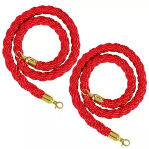 플렉시온 벨벳 스탠션 로프(5피트 2팩) 1.5인치 두꺼운 레드 코드 볼 크라운 탑 스타일 배리어 포스트