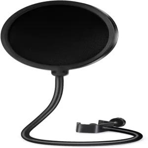 블루 예티 및 기타 마이크를 위한 수운톡 마이크 팝 필터 360° 유연한 구스넥 클립 안정화 팔을 갖춘 듀얼