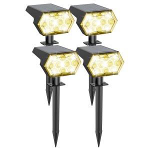 [미국배송] 카시이다 솔라 라이트 실외 방수 IP68 25% 높은 변환 효율 및 3가지 모드 업그레이드 프로 맥스 92 LED 밝은 스팟 실외(웜 화이트 4팩)