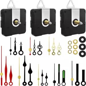 3PCS 시계 메커니즘 키트 쿼츠 이동 교체용 8쌍의 짧은 바늘 배터리 메커니즘에는 DIY 수리 부품(총 샤프트