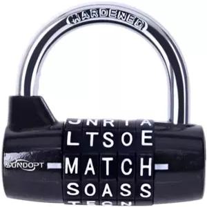 블랙 짐 락 - 5글자 단어 및 5자리 조합 잠금 학교용 안전 자물쇠 스포츠 사물함 울타리 도구 상자 케이스