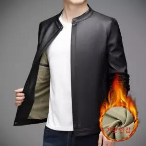 남성 고급 기모 가죽 스웨터 코트 숏 차이나카라 캐주얼 양 가을 겨울 재킷 E43Z4P 젠2