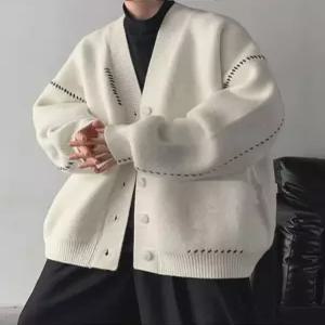 남성롱가디건 겨울 스웨터 니트가디건 코트 단색 싱글 남성니트가디건
