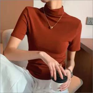 슬림핏 하프넥 여성 반팔티 티셔츠 봄가을 오피스룩 이너 라운드반팔 U넥 7컬러