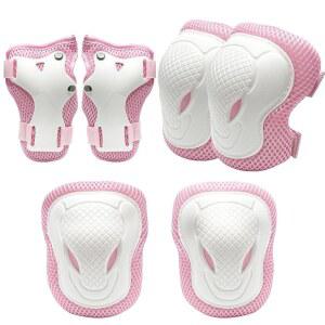 스케이트보드, 사이클링 바이크 롤러 스케이트, 스쿠터를 위한 ENHERWE 야외 스포츠 보호 장비 세트, 손목 보호대, 무릎 보호대 및 팔꿈치 보호대 포함, 8-13세 용, 핑크색