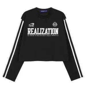 클라이드앤 소매배색 레터링 맨투맨 티 FODTS903F 1100158