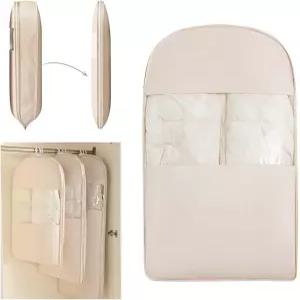 네이처눅 공간 절약형 걸이 압축 의류 가방 지퍼가 달린 옷장 보관용 옷 코트 및 다운 재킷용 커버 베이지