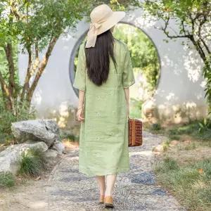 원피스 치마 롱 플라워 프린트 오리지널 리폼 치파오 여조추 모시 ible3