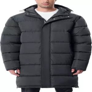 UIQUR 남성 롱 겨울 코트 경량 패딩 재킷 따뜻한 보온 방수 후드 포함