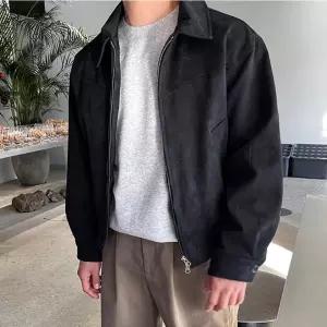 남자 점퍼 데일리 캐주얼 보머자켓 크롭 스웨이드 블루종 2컬러