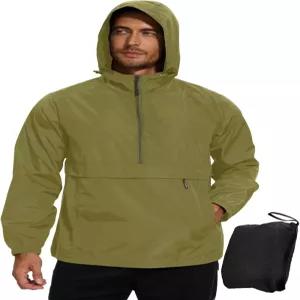 어보그 남성용 레인 재킷 방수 경량 바람막이 패커블 풀오버 하이킹 골프 러닝 낚시 작업용