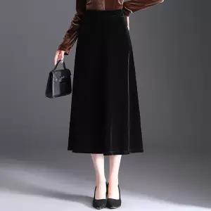 여사친 스커트 치마 롱 블랙 가을 캐주얼 벨벳 A라인 슬림핏 원픽3
